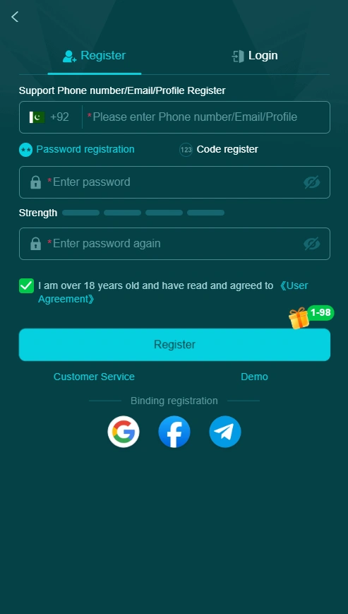 HH98 Game register