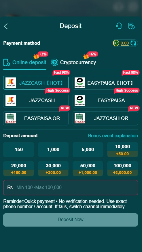 HH98 Game deposit